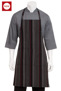 Picture of Chef Works - A550-BWR - BlackWhiteRed Striped Bib Apron